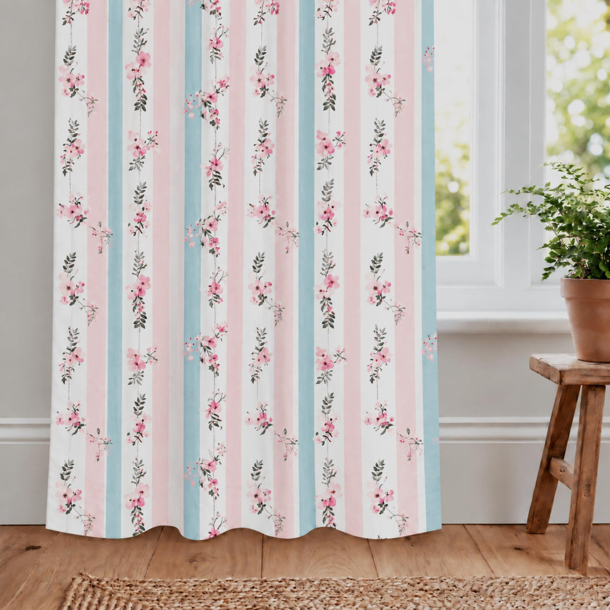 Loreto Blush Pink Floral Vines Curtain | Set of 2 | 48 x 84 Inches - main product image