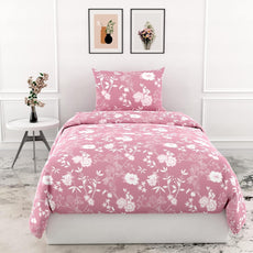 Loreto Cotton Single Bedsheet | Blush Pink Vine Blooms Soft & Breathable