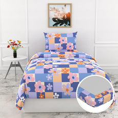 Pastel Floral 144 TC 100% Cotton Elastic Fitted Single Bedsheet with 1 Pillow Cover - 78 x 36 Inches