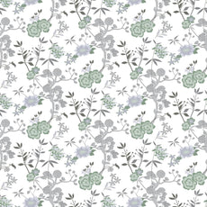 Green & Silver Blooms 144 TC 100% Cotton Elastic Fitted Single Bedsheet with 1 Pillow Cover - 78 x 36 Inches