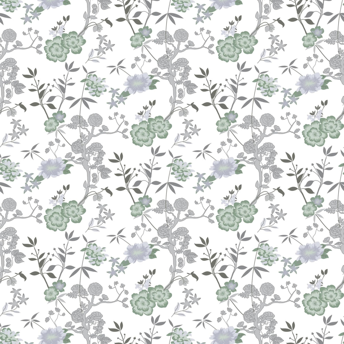 Green & Silver Blooms 144 TC 100% Cotton Elastic Fitted Single Bedsheet with 1 Pillow Cover - 78 x 36 Inches