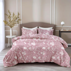 Loreto Cotton King Bedsheet | Blush Pink Vine Blooms Soft & Breathable