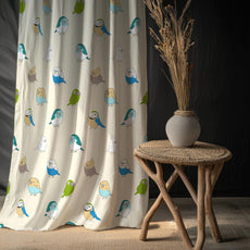Multicolor Birds Window Curtain - Cotton Set of 1 (4 x 5 ft)