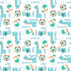 Aqua & Rainbow Animal 144 TC 100% Cotton Elastic Fitted Single Bedsheet with 1 Pillow Cover - 78 x 36 Inches