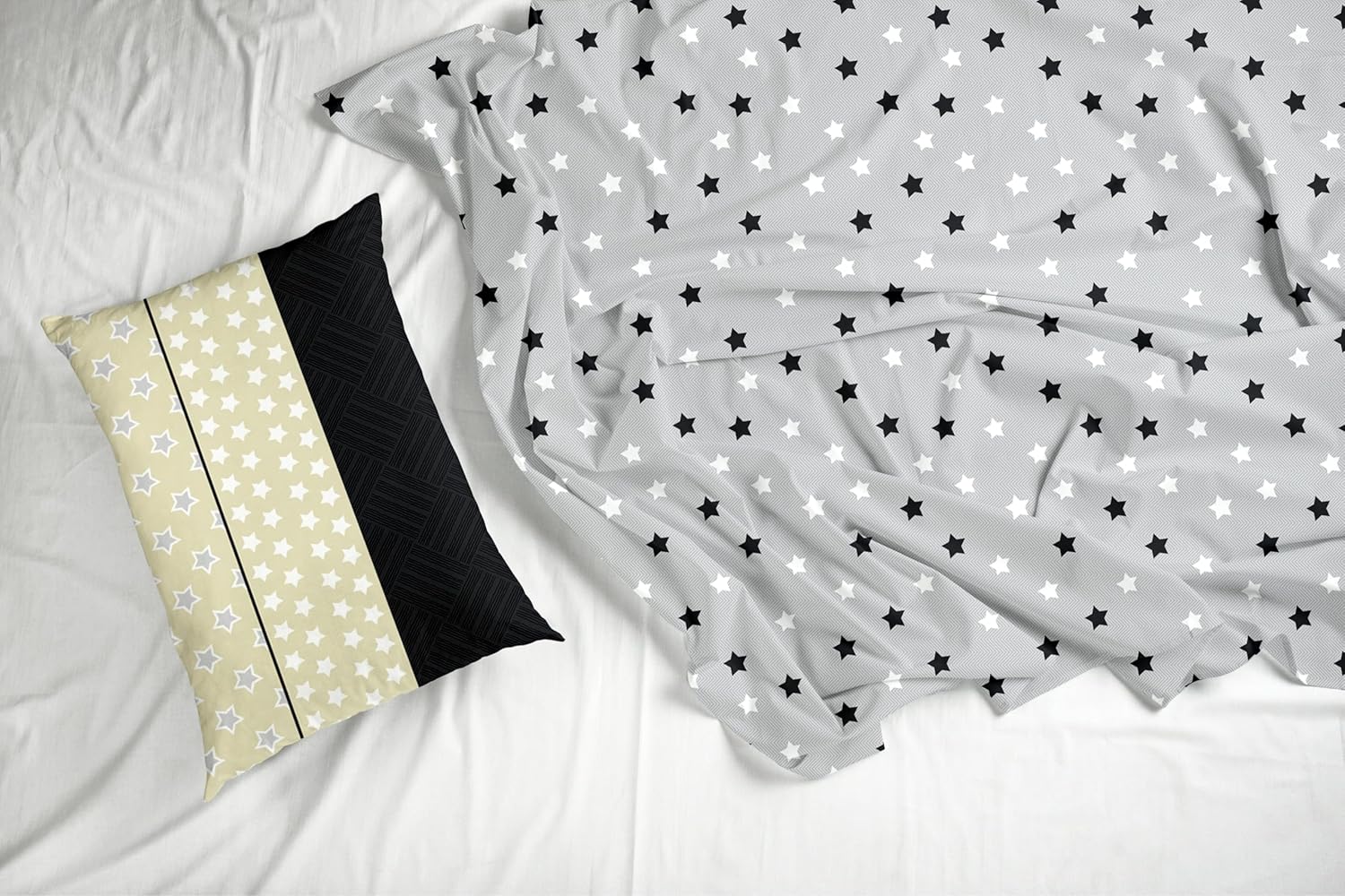 Grey Midnight Stars 100% Cotton Flat Single Bedsheet, 144 TC