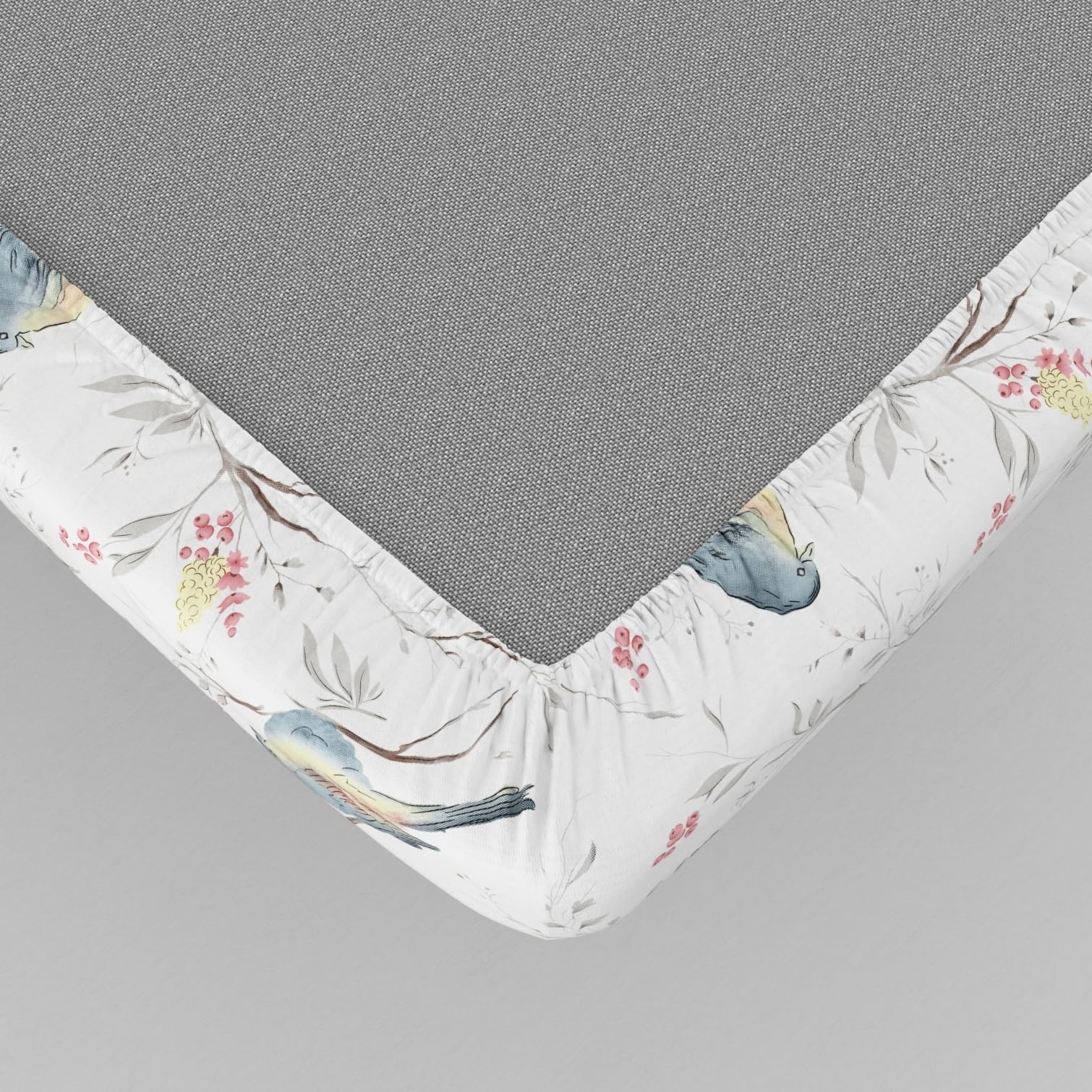 Blush Pink & Blue Bird 186 TC Cotton Fitted King Size Bedsheet with 2 Pillow Covers - 78 x 72 Inches | Soft, Breathable & All-Around Elastic
