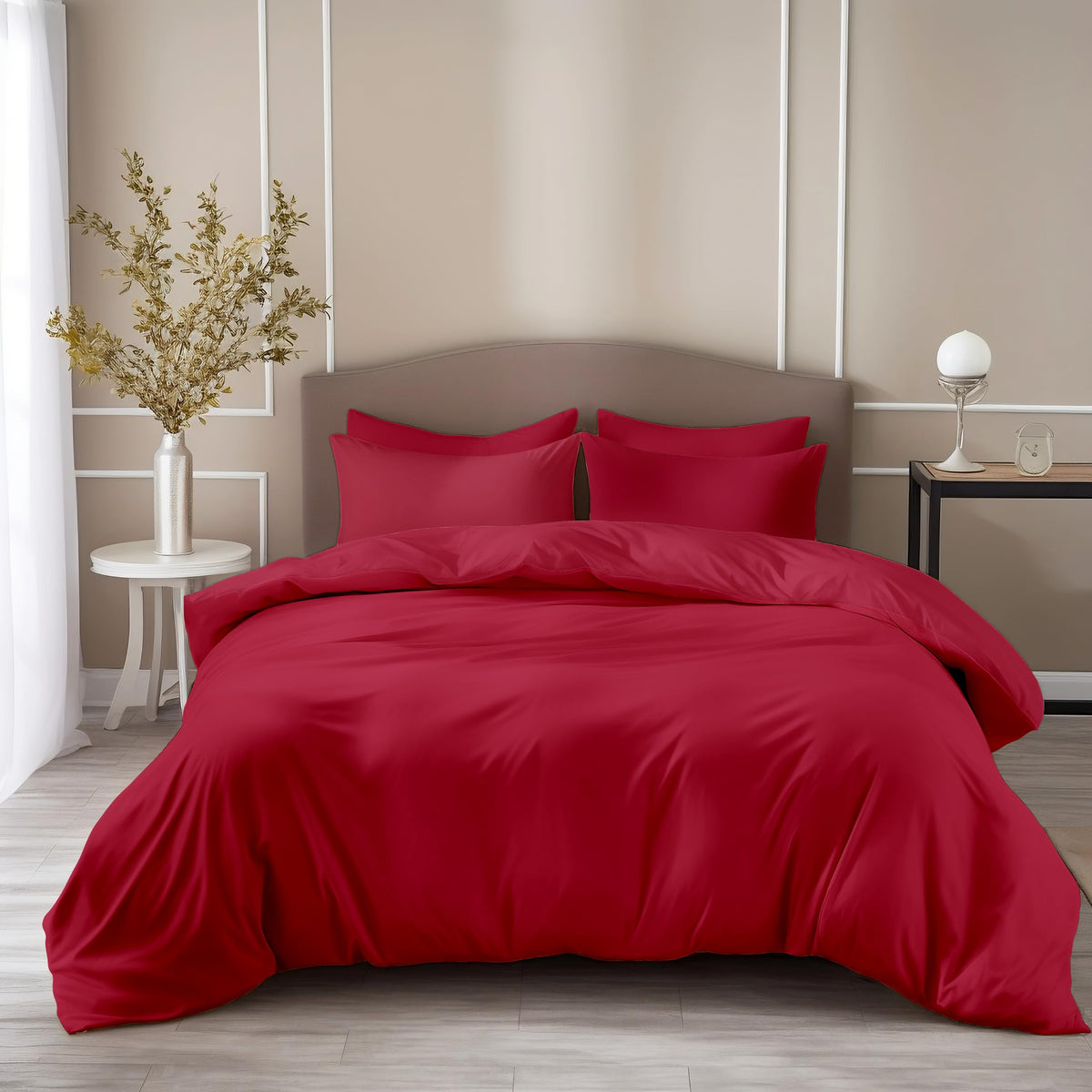 Loreto Imperial Red King Bedsheet | 210 TC | 100% Cotton | 104 x 104 Inches - main product image