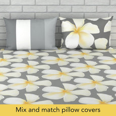 White and Grey 100% Cotton Flat King Bedsheet, 144 TC