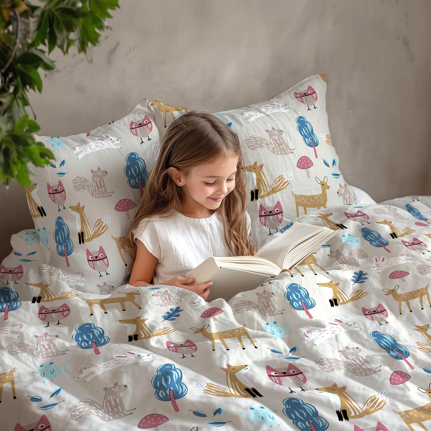 Pastel Pink Baby Animals 100% Cotton Flat Double Bedsheet for Kids, 144 TC