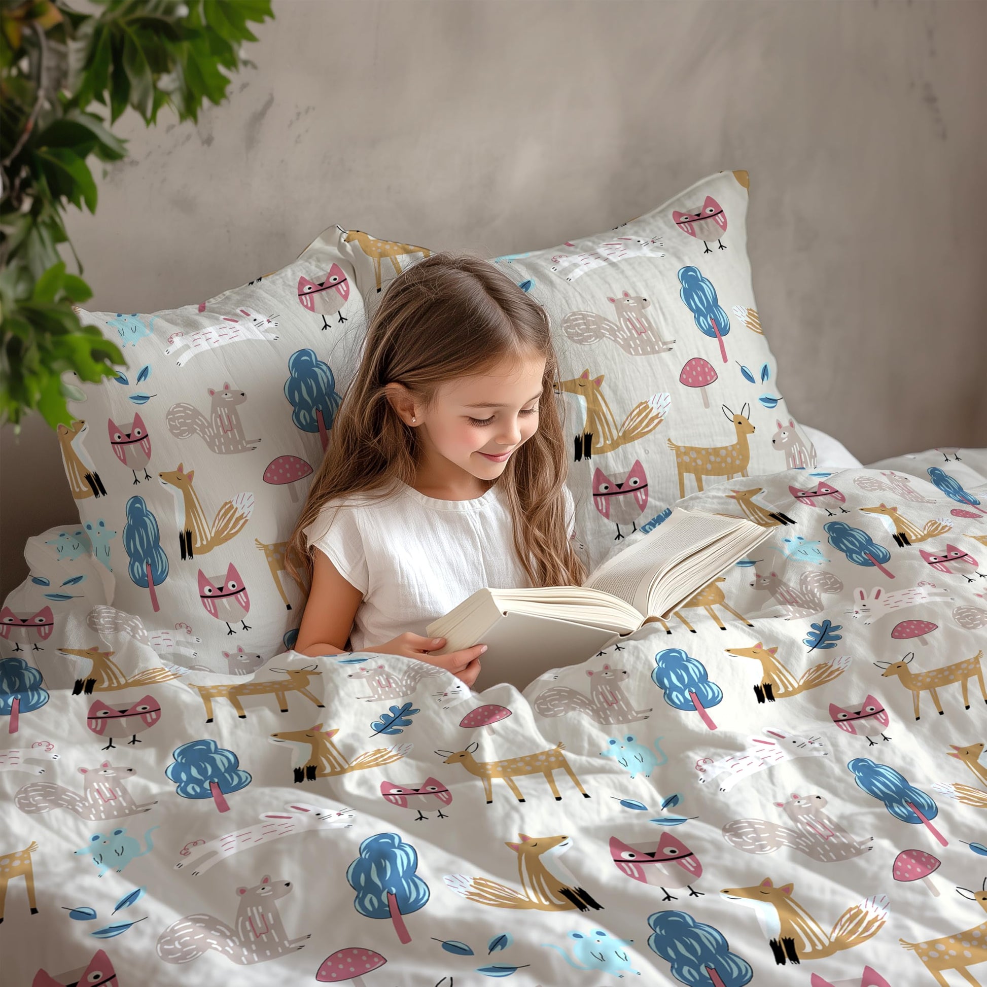 Peach Baby Animals 100% Cotton King Size Bedsheet 104 x 104 Inches with 2 Pillow Covers | Soft & Breathable 144 TC Kids Print