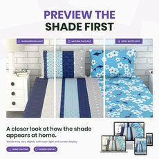 Blue Floral 100% Cotton Flat Double Bedsheet, 186 TC