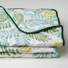 Green Leafy Haven 100% Cotton Reversible Comforter for Single Bed | 150 GSM Lightweight Winter Quilt | AC Blanket 54