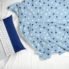Nile Blue Stars 100% Cotton Flat Double Bedsheet, 144 TC