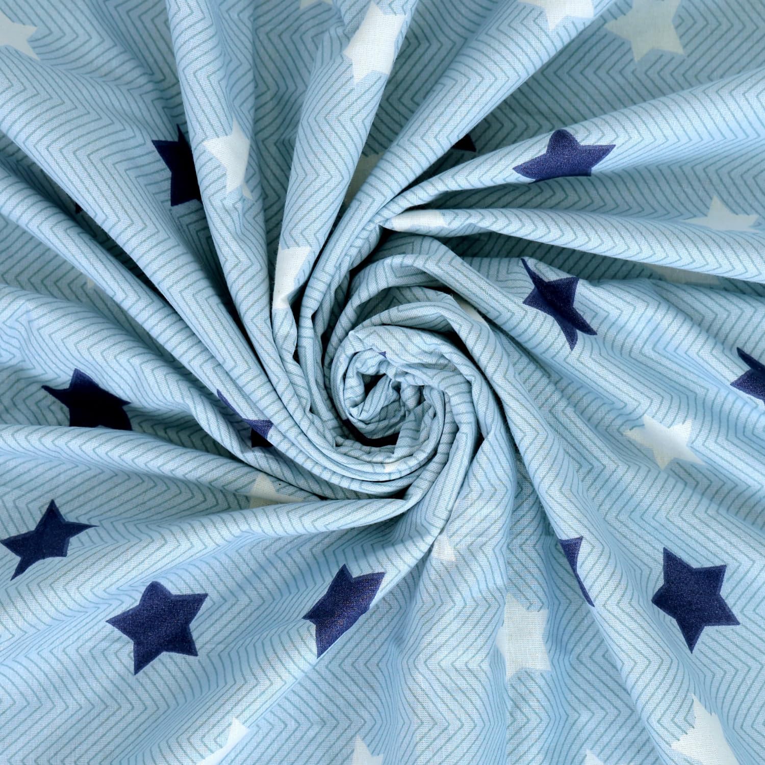 Nile Blue Stars 100% Cotton Reversible Single Bed Blanket | Lightweight & Soft AC Dohar | Breathable & Skin-Friendly for All Seasons | 54 x 84 Inches