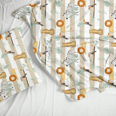 Jungle Beige & Green Adventure Soft & Breathable 100% Cotton Flat King Bedsheet, 144 TC