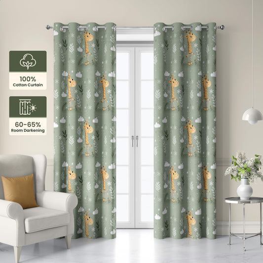 Jungle Giraffe Door Curtain - Cotton Set of 1 (4 x 7 ft)