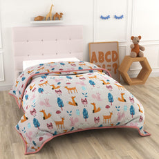 Baby Animals Single Dohar - 100% Cambric Cotton Lightweight AC Blanket (58 x 88 Inches)