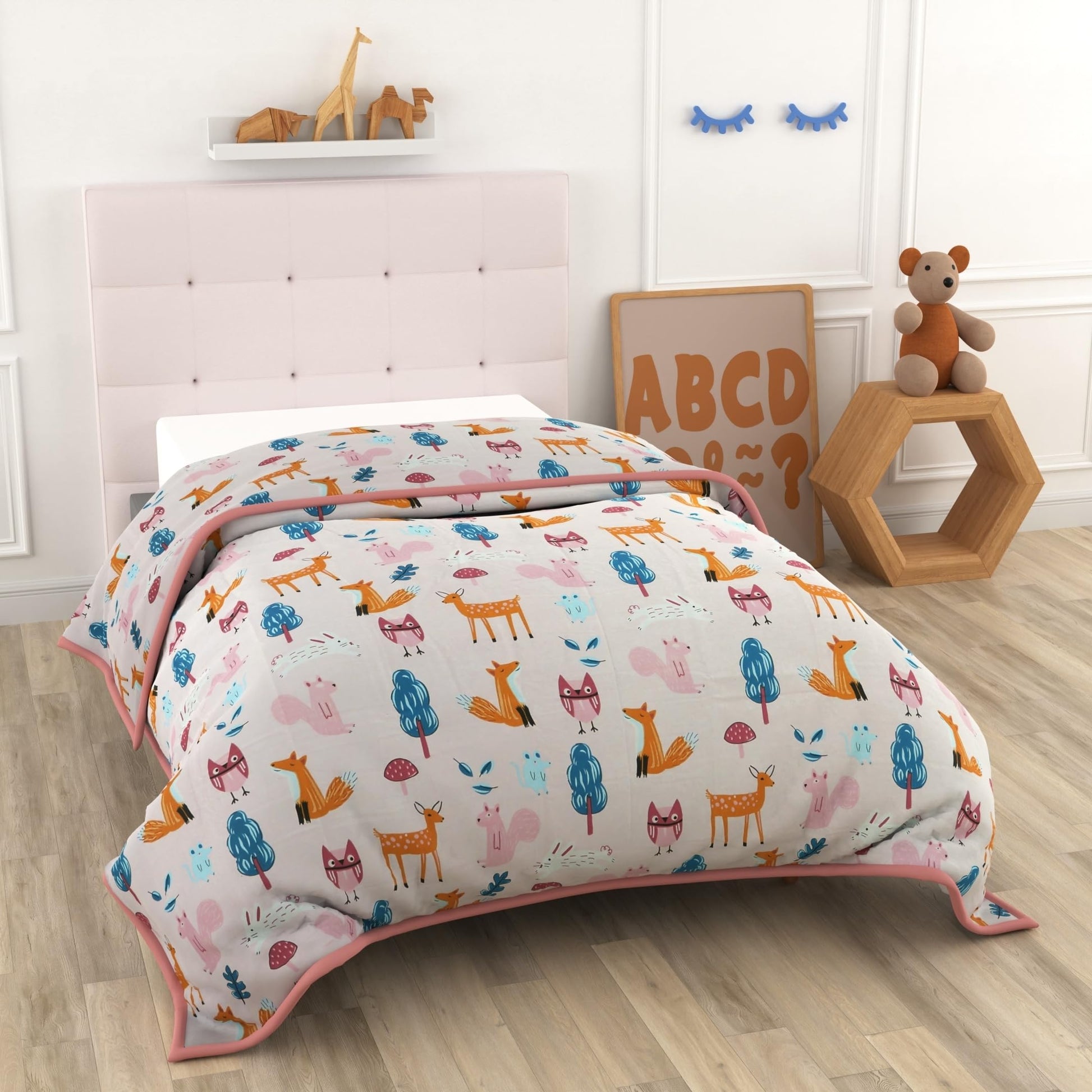 Baby Animals Single Dohar - 100% Cambric Cotton Lightweight AC Blanket (58 x 88 Inches)