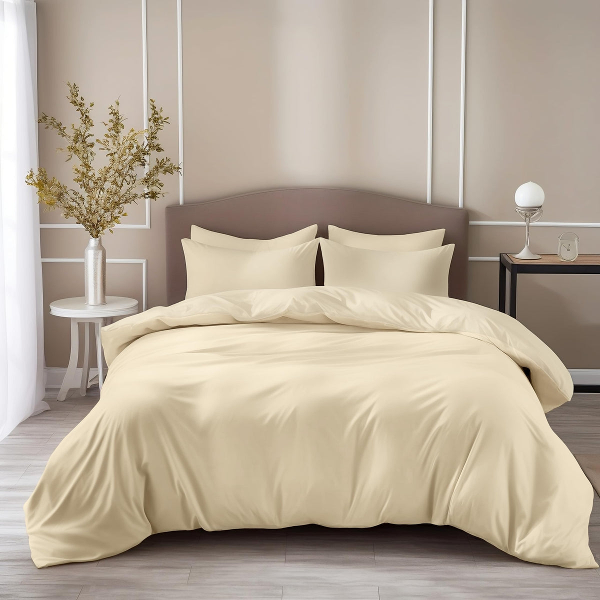 Loreto Buttercream King Bedsheet | 210 TC | 100% Cotton | 104 x 104 Inches - main product image