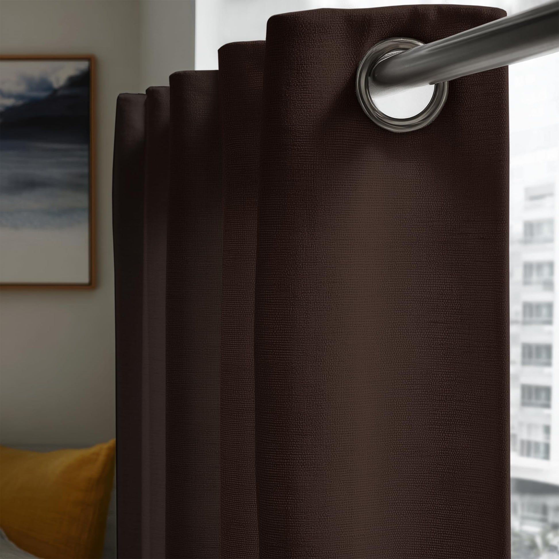 Dark Coffee Door Curtain - Blackout Set of 2 (4 x 7 ft)