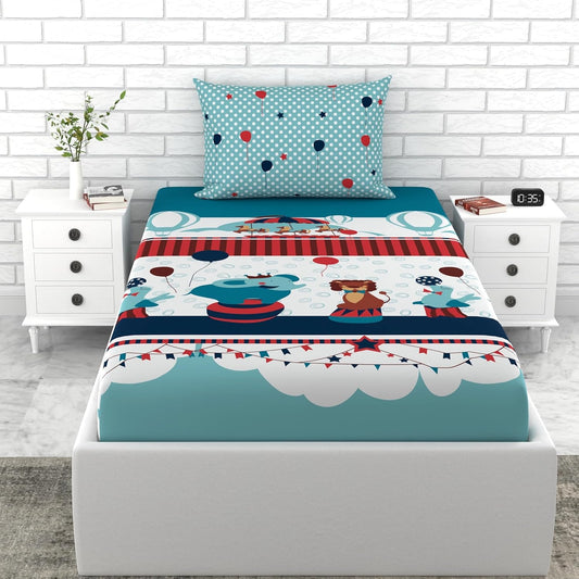 Loreto Cotton Single Bedsheet | Plume Babies Blue
