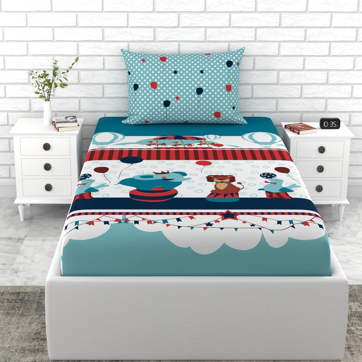 Loreto Cotton Single Bedsheet | Plume Babies Blue
