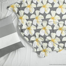Floral White & Grey 100% Cotton Flat Double Bedsheet, 144 TC