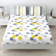 Soft White Tender Shoots Design Soft & Breathable 100% Cotton Flat King Bedsheet, 144 TC