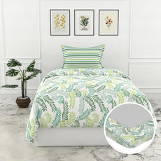 Loreto Cotton Single Fitted Bedsheet | Green Leafy Haven