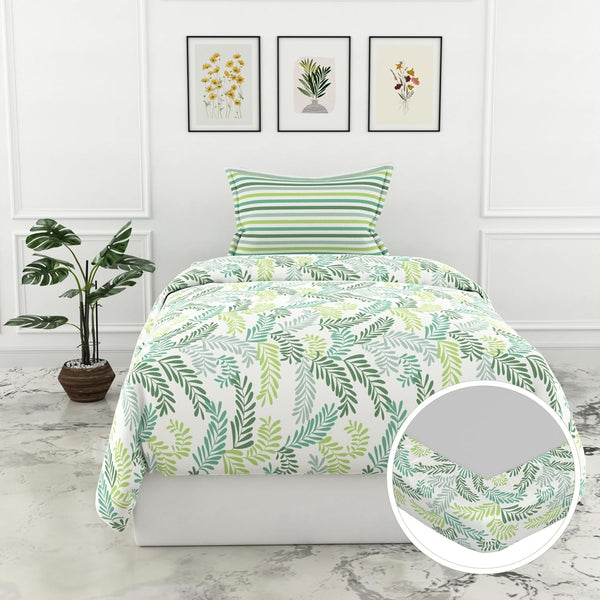 Loreto Cotton Single Fitted Bedsheet | Green Leafy Haven
