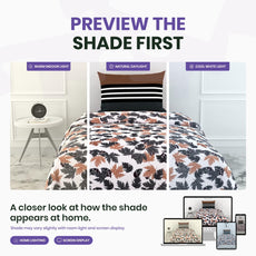 Frosted Charcoal Leaf Pattern 100% Pure Cotton Single Bed Sheet with Pillow Cover | Soft & Breathable | 54 x 84 Inches, 144 TC