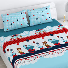 Plume Baby Blue 100% Cotton Flat Double Bedsheet, 144 TC