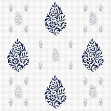 Blue Floral Motif 100% Pure Cotton Double Bedsheet, 186 TC, 90 x 108 Inches, Soft & Breathable with 2 Pillow Covers