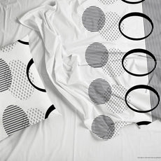 White and Dark Grey Geometric 100% Cotton Flat Double Bedsheet, 144 TC