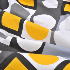 Forged Iron Grey and Lemon Zest Yellow 100% Cotton Flat Double Bedsheet, 144 TC