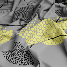 Lemon Yellow and Grey 100% Cotton Flat Single Bedsheet, 144 TC