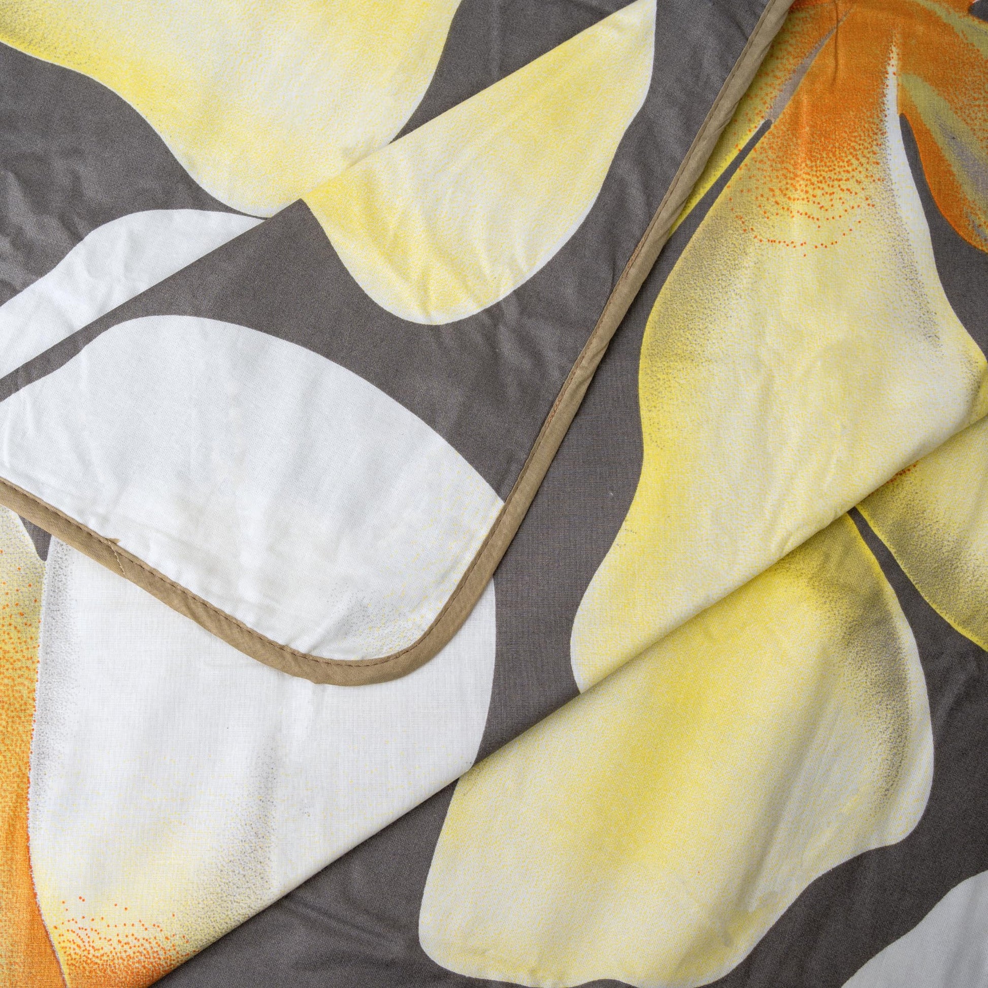 Storm Grey & Celery White Flower 100% Cotton Reversible Single Bed Blanket | Lightweight & Soft AC Dohar | Breathable for All Seasons | 54 x 84 Inches