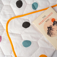 Lemon Drops with Polka Dots 100% Cotton Reversible Comforter for Single Bed | 150 GSM Lightweight Winter Quilt | AC Blanket 54