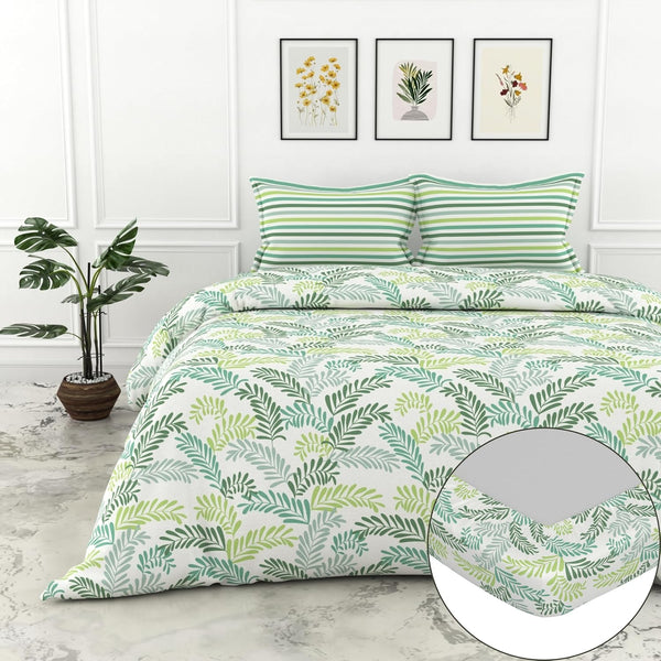 Loreto Cotton Double Fitted Bedsheet | Green Leafy Haven