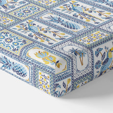 Parrot Flora Print 100% Cotton Elastic Fitted Bedsheet for King Size Bed with 2 Pillow Covers, 144 TC, 78 x 72 Inches