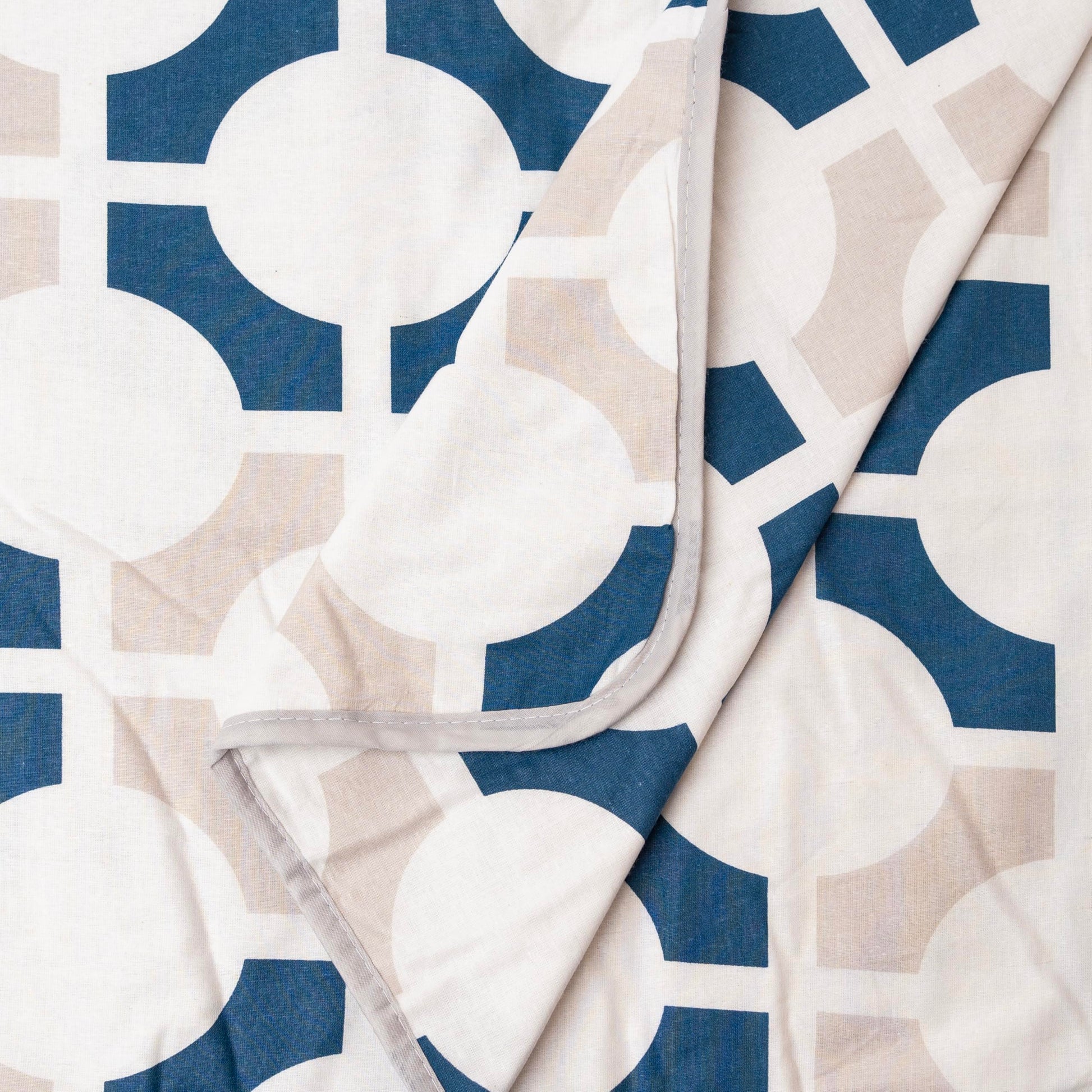 Colonial Blue Matrix 100% Cotton Reversible Single Bed Blanket | Lightweight & Soft AC Dohar | Breathable & Skin-Friendly for All Seasons | 54 x 84 Inches