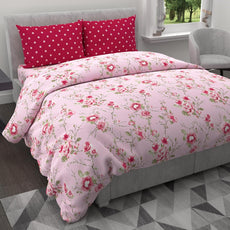 Pink Floral 100% Cotton Flat Double Bedsheet, 144 TC