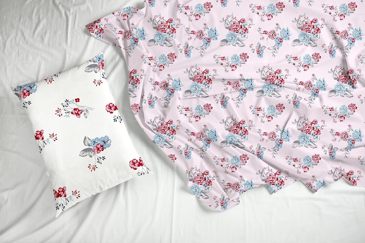 Pinky Rose 100% Cotton Flat Single Bedsheet, 186 TC