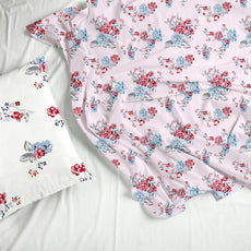 Floral Pinky Rose 100% Cotton Flat Double Bedsheet, 186 TC, 88 x 98 Inches