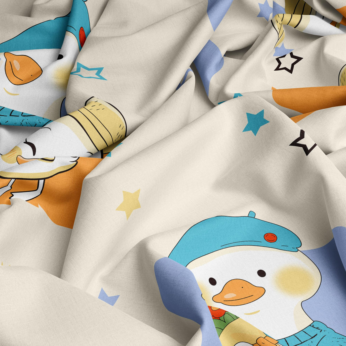 Playful Ducks 186 TC Cotton King Size Bedsheet with 2 Pillow Covers - Soft, Durable & Gift-Ready (108 x 108 Inches)