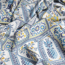 Royal Parrot Flora Print Blue 100% Cotton Double Bedsheet with 2 Pillow Covers, 144 TC, 88 x 90 Inches