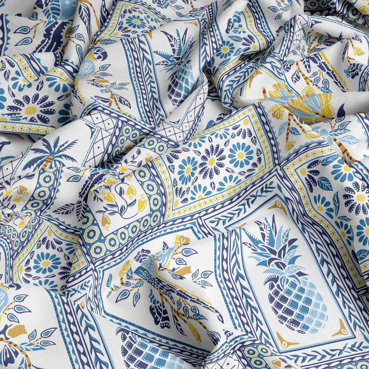 Royal Parrot Flora Print Blue 100% Cotton Double Bedsheet with 2 Pillow Covers, 144 TC, 88 x 90 Inches