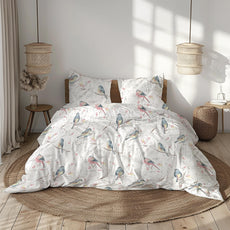 Pink & Blue Garden 100% Pure Cotton Double Bedsheet, 186 TC, 90 x 108 Inches, Soft & Breathable with 2 Pillow Covers