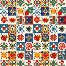 Red & Cobalt Blue Geometric 100% Cotton Elastic Fitted Bedsheet for King Size Bed 78 x 72 Inches with 2 Pillow Covers - Soft & Breathable 144 TC