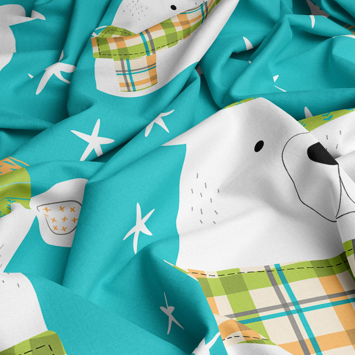Teal Bear 186 TC Cotton King Size Bedsheet with 2 Pillow Covers - Soft, Durable & Gift-Ready (108 x 108 Inches)